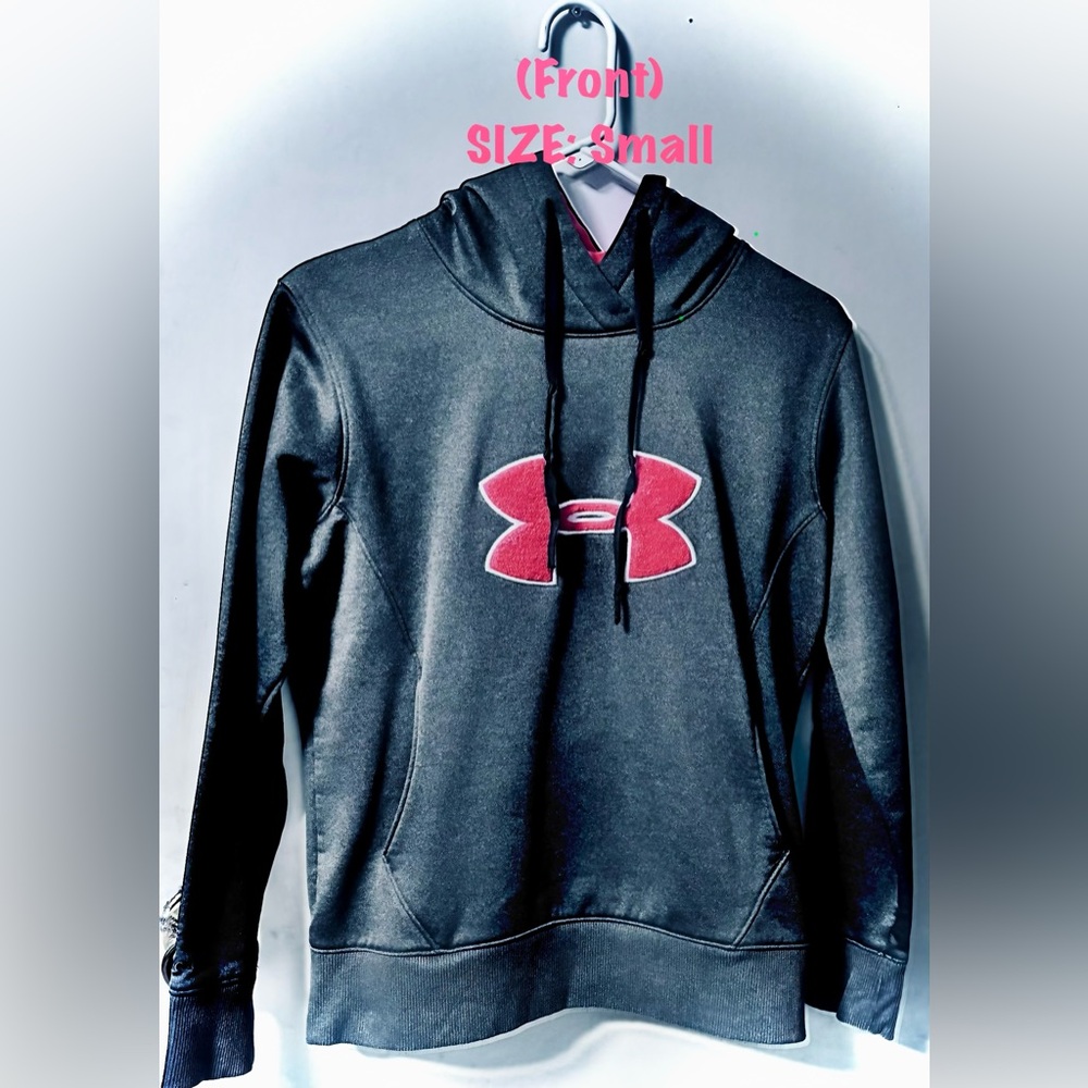 Under Armour Black Hoodie with Pinkish/Coral Emblem